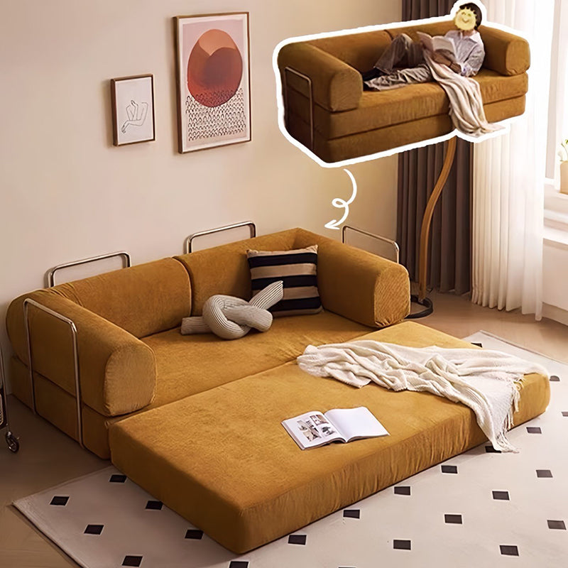 Modern Minimalist Curved Square Sofa with Stainless Steel Frame, Corduroy Upholstery, Backrest & Armrests β Perfect for Living Rooms