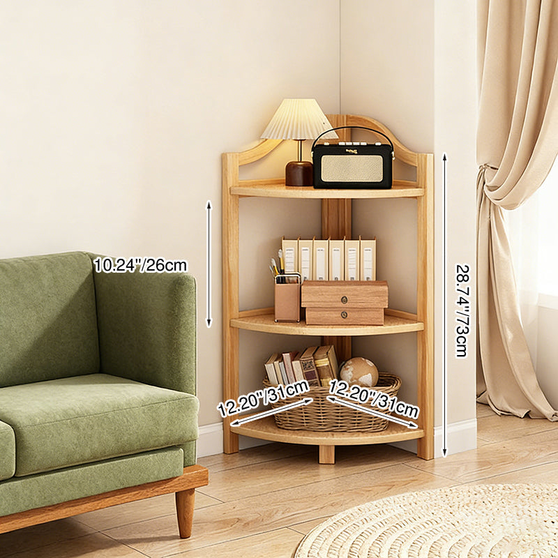 Modern Minimalist Bamboo Fan-Shaped Right-Angle Corner Shelf Unit — 3/4/5/6-Tier for Living Room