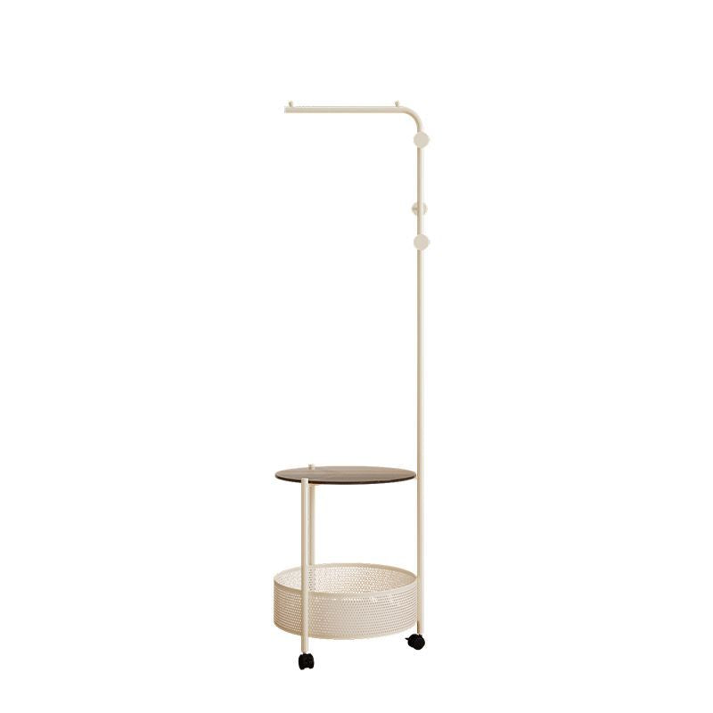 Modern Minimalist Metal & Glass Round Openwork Hall Tree, 2-Tier Mobile Organizer for Bedroom