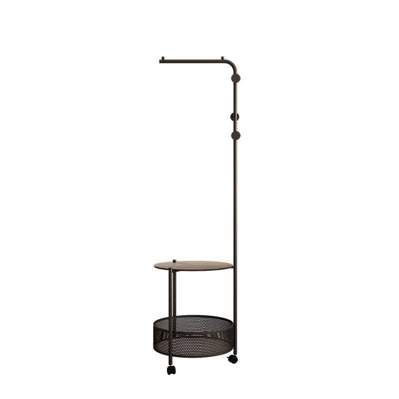 Modern Minimalist Metal & Glass Round Openwork Hall Tree, 2-Tier Mobile Organizer for Bedroom
