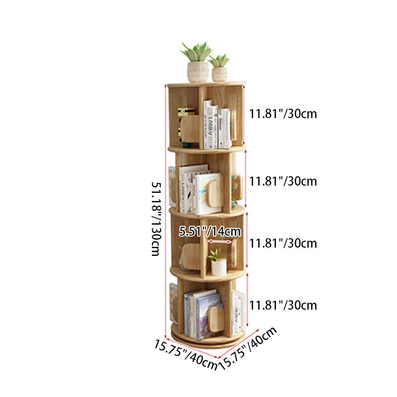 Contemporary Solid Wood Rotating Round Shelf — 2, 3, or 4-Tier for Living Room