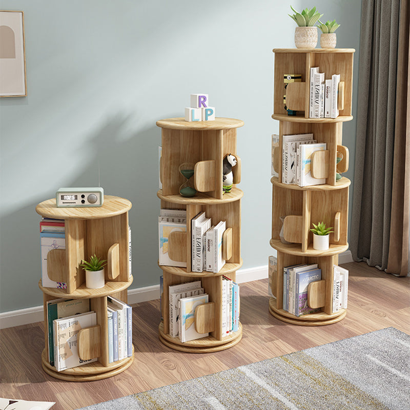 Contemporary Solid Wood Rotating Round Shelf — 2, 3, or 4-Tier for Living Room
