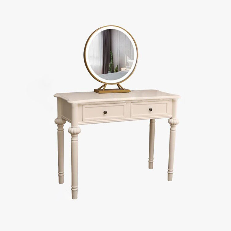 Modern Minimalist Engineered Pine Wood Makeup Vanity - Rectangular with Rounded Edges, 2 Drawers, for Bedroom