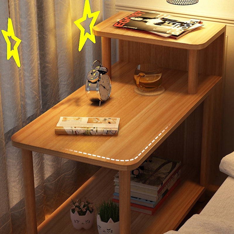 Sleek Modern Minimalist Solid Wood 3-Tier Rectangular Side Table for Bedroom