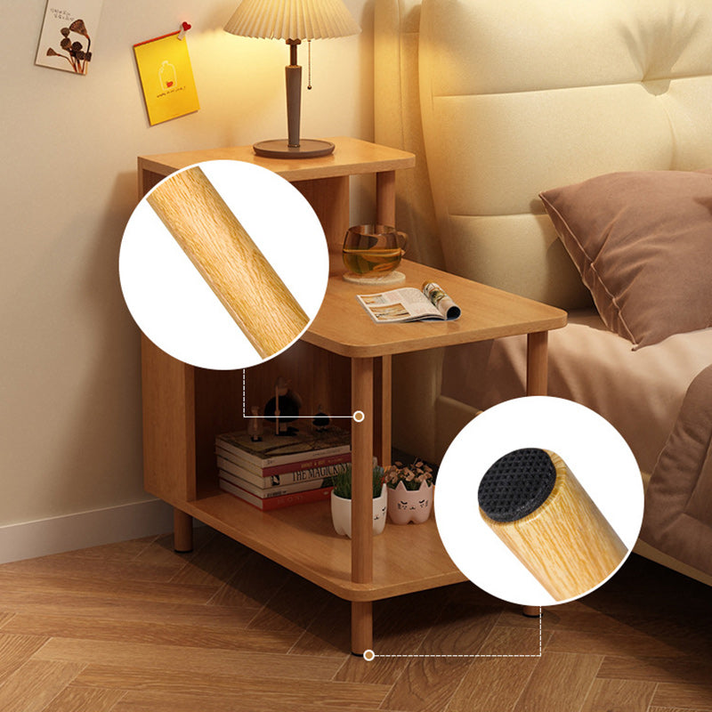 Sleek Modern Minimalist Solid Wood 3-Tier Rectangular Side Table for Bedroom