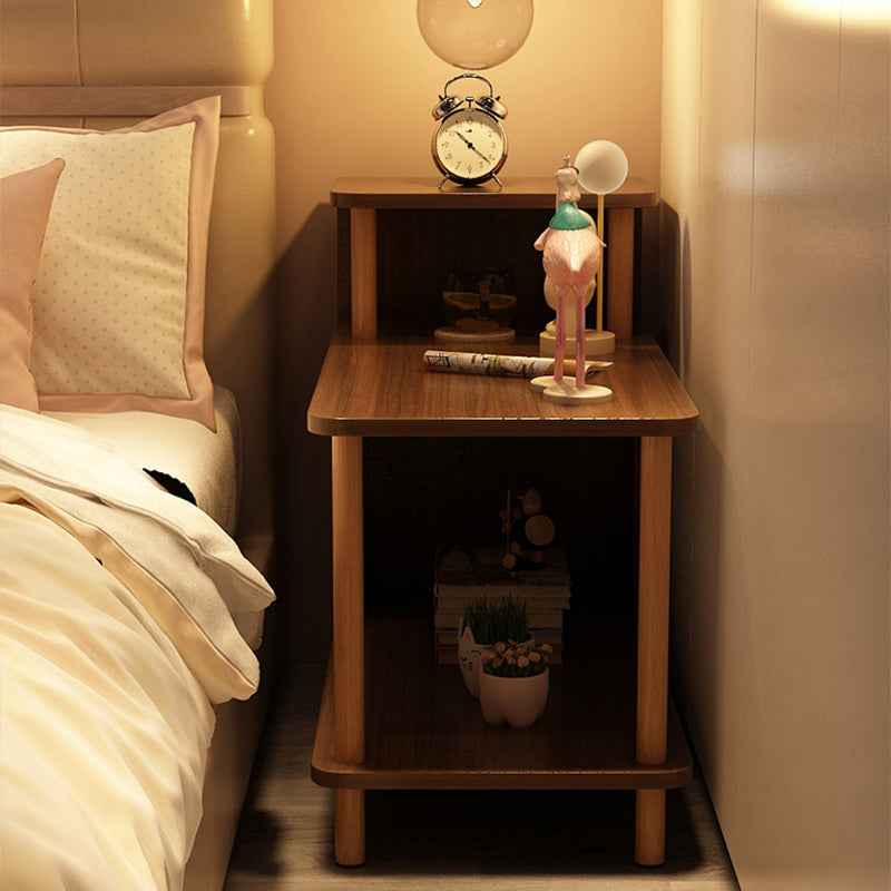 Sleek Modern Minimalist Solid Wood 3-Tier Rectangular Side Table for Bedroom