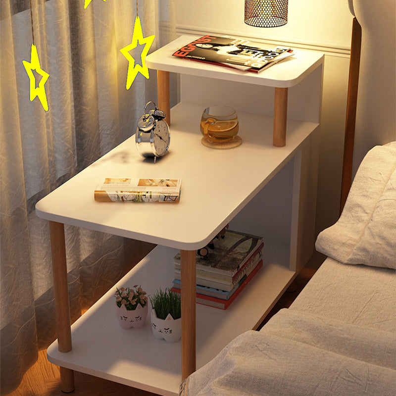 Sleek Modern Minimalist Solid Wood 3-Tier Rectangular Side Table for Bedroom