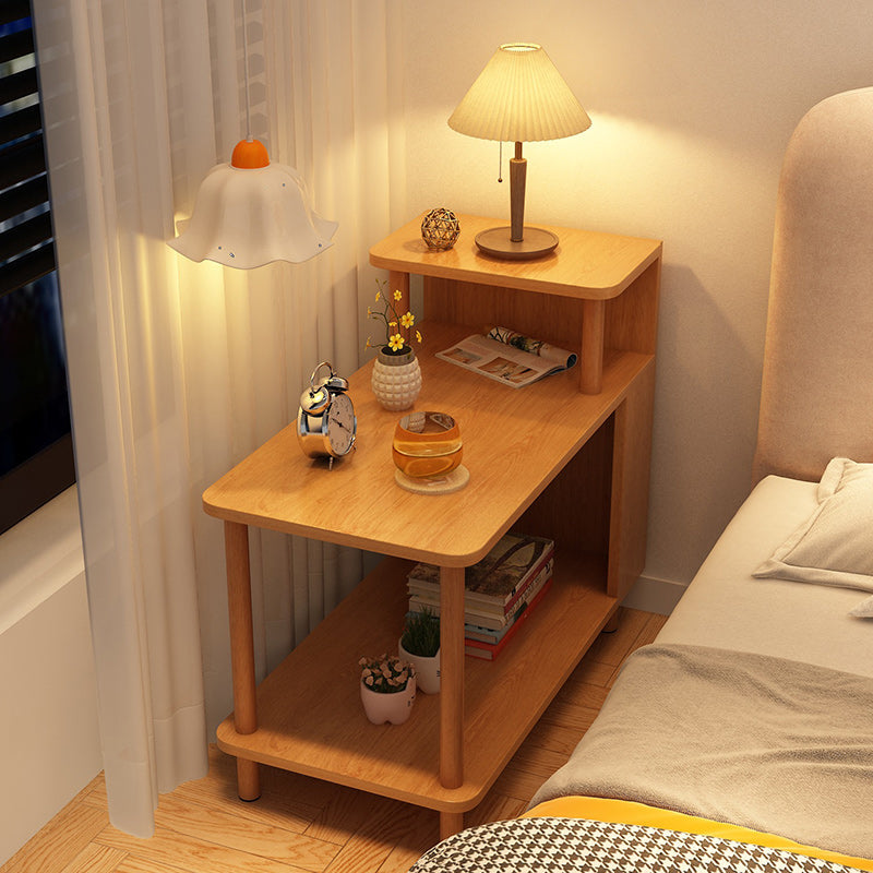 Sleek Modern Minimalist Solid Wood 3-Tier Rectangular Side Table for Bedroom