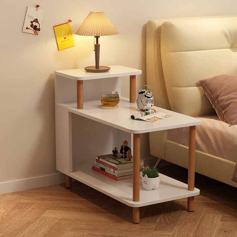 Sleek Modern Minimalist Solid Wood 3-Tier Rectangular Side Table for Bedroom