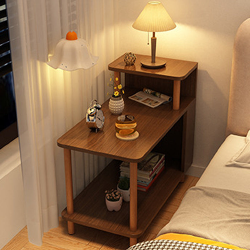 Sleek Modern Minimalist Solid Wood 3-Tier Rectangular Side Table for Bedroom