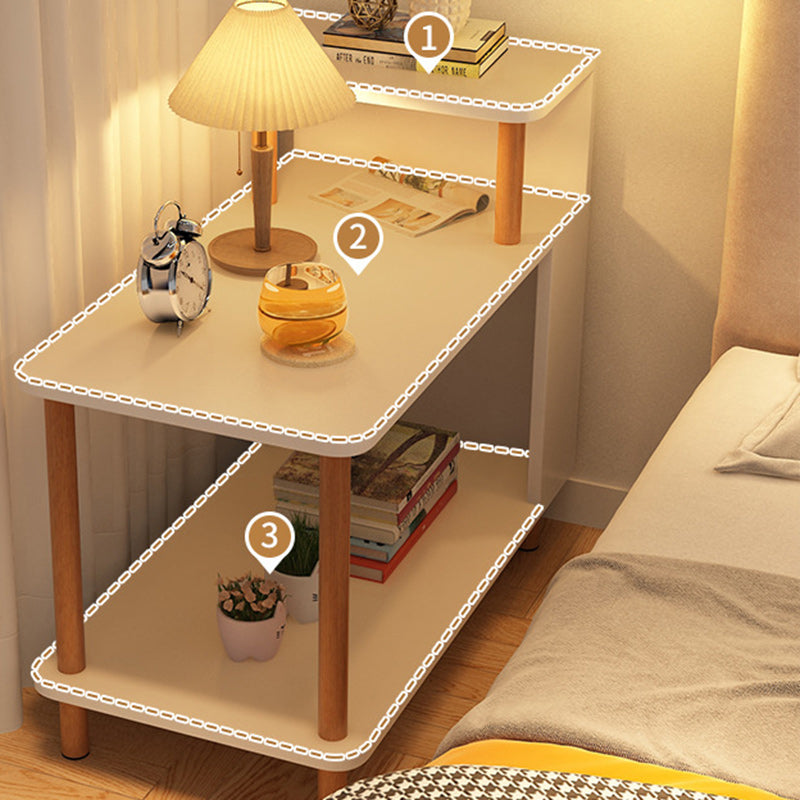 Sleek Modern Minimalist Solid Wood 3-Tier Rectangular Side Table for Bedroom