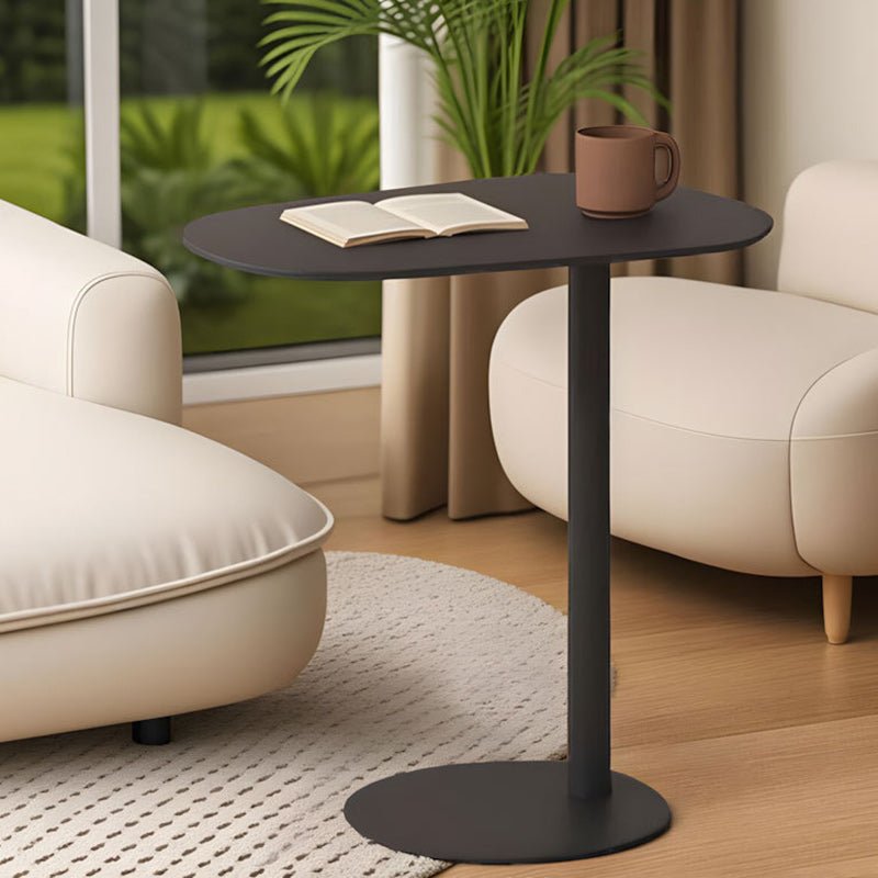 Sleek Modern Minimalist Oval Iron End Table, 1-Tier Living Room Accent