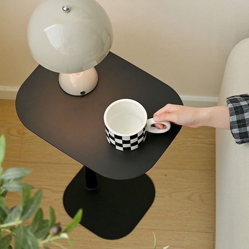 Sleek Modern Minimalist Oval Iron End Table, 1-Tier Living Room Accent