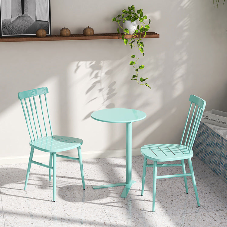 Modern Minimalist V-Shaped Iron End Table with Round Top for Living Room