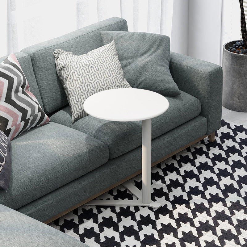Modern Minimalist V-Shaped Iron End Table with Round Top for Living Room