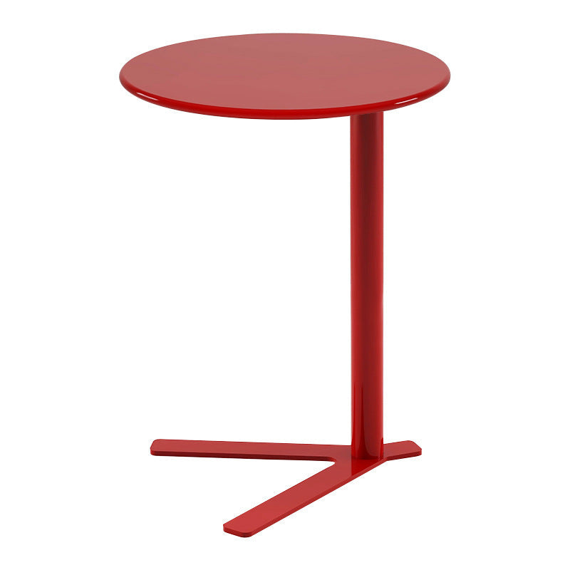 Modern Minimalist V-Shaped Iron End Table with Round Top for Living Room