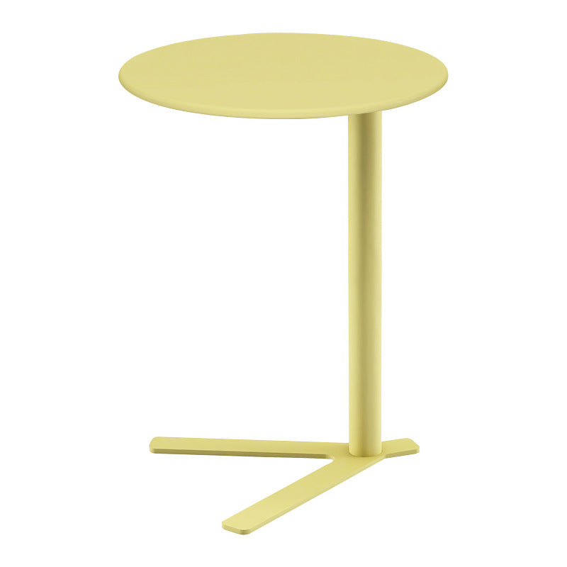 Modern Minimalist V-Shaped Iron End Table with Round Top for Living Room