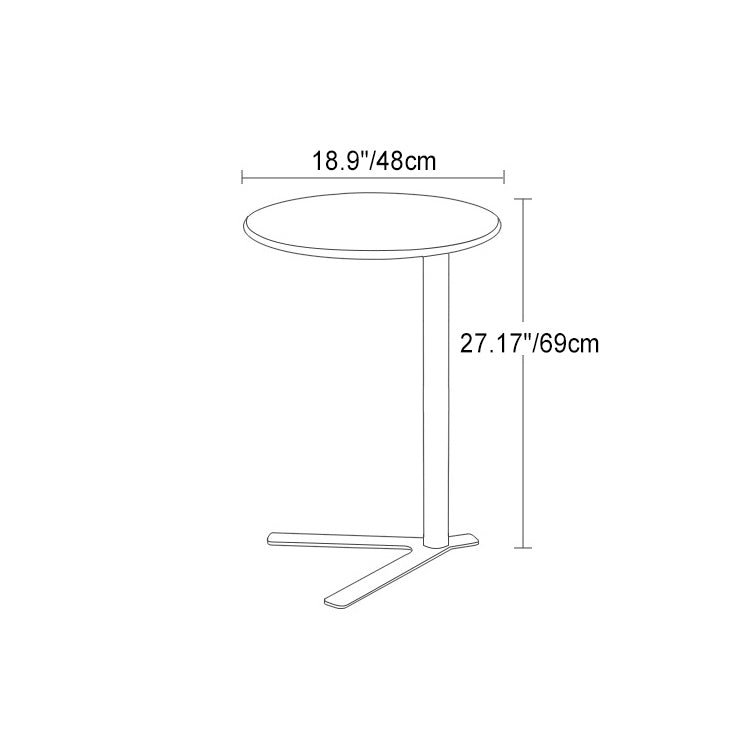 Modern Minimalist V-Shaped Iron End Table with Round Top for Living Room