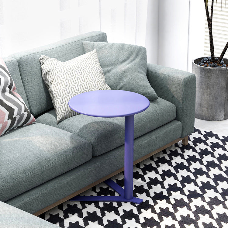 Modern Minimalist V-Shaped Iron End Table with Round Top for Living Room