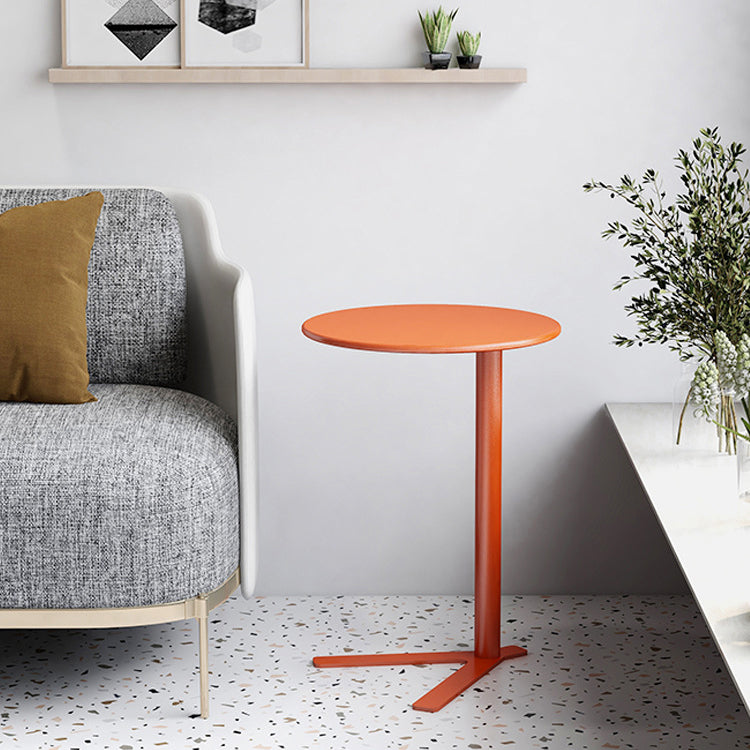 Modern Minimalist V-Shaped Iron End Table with Round Top for Living Room