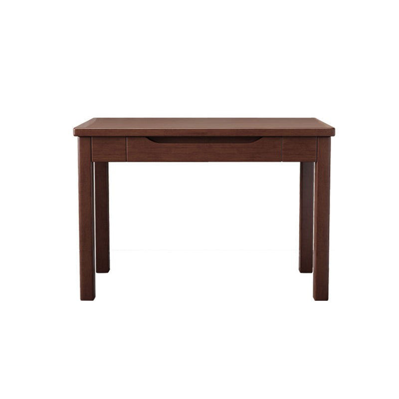Sleek Modern Minimalist Solid Wood Rectangular Desk with Half-Drawer for Home Office