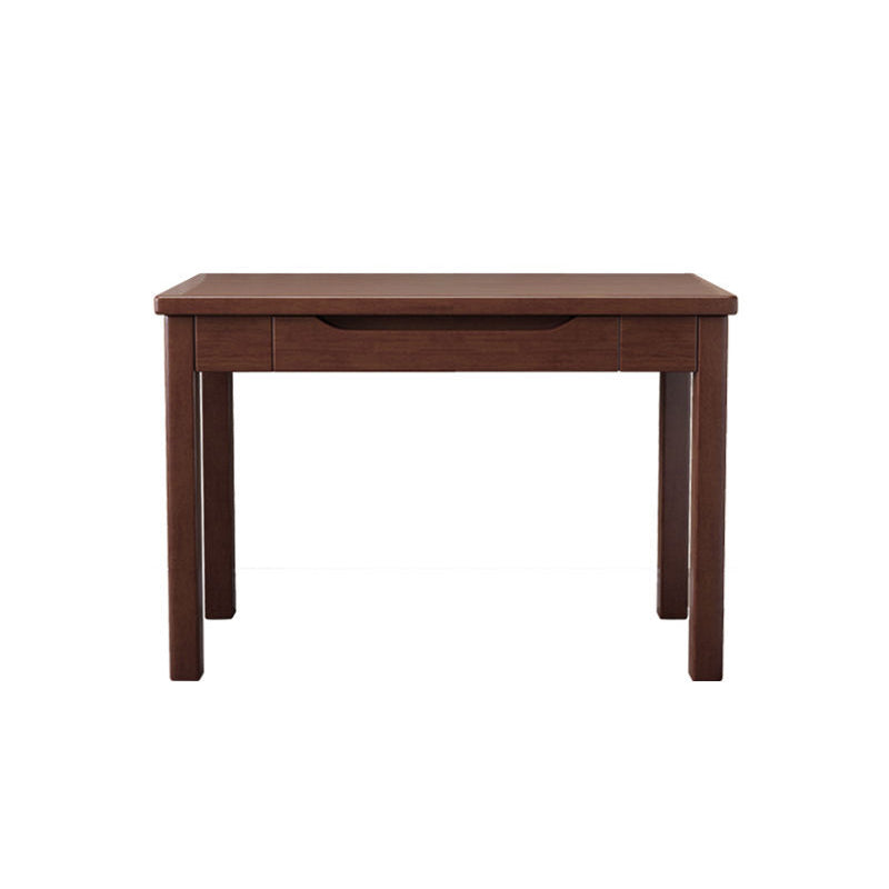 Sleek Modern Minimalist Solid Wood Rectangular Desk with Half-Drawer for Home Office