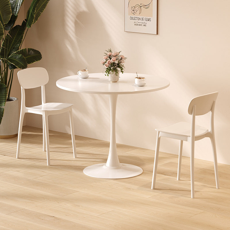 Sleek Modern Minimalist Round MDF Top Iron Dining Table for Dining Room