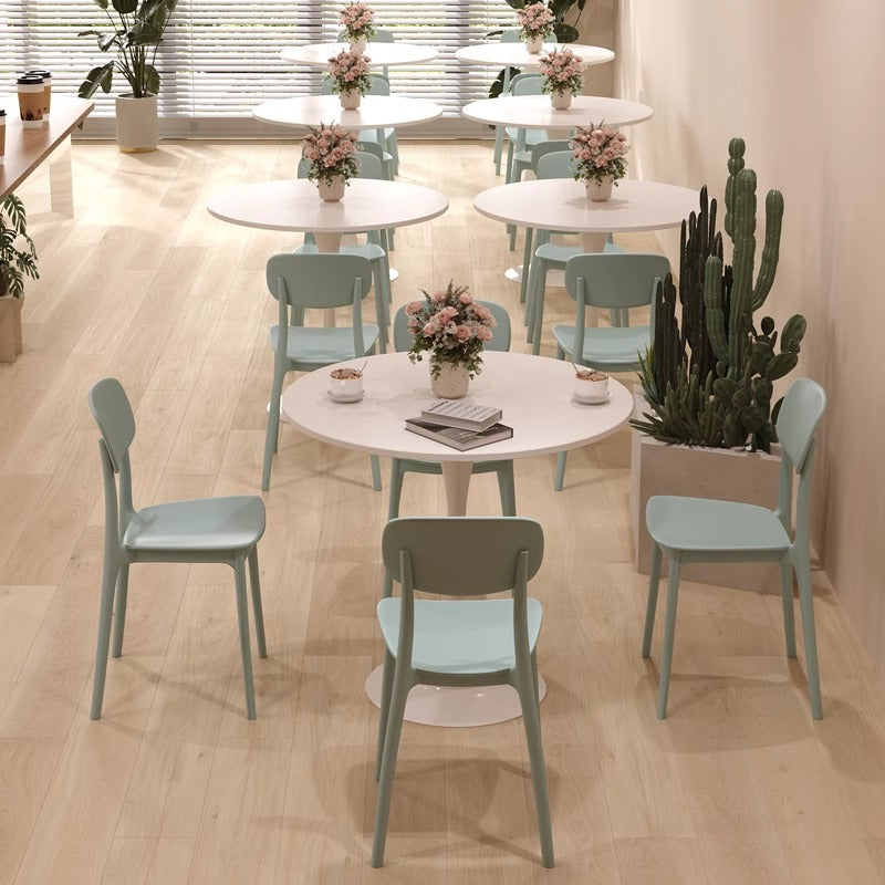 Sleek Modern Minimalist Round MDF Top Iron Dining Table for Dining Room