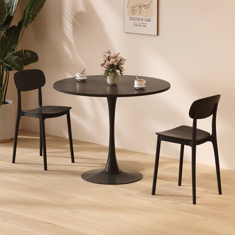 Sleek Modern Minimalist Round MDF Top Iron Dining Table for Dining Room