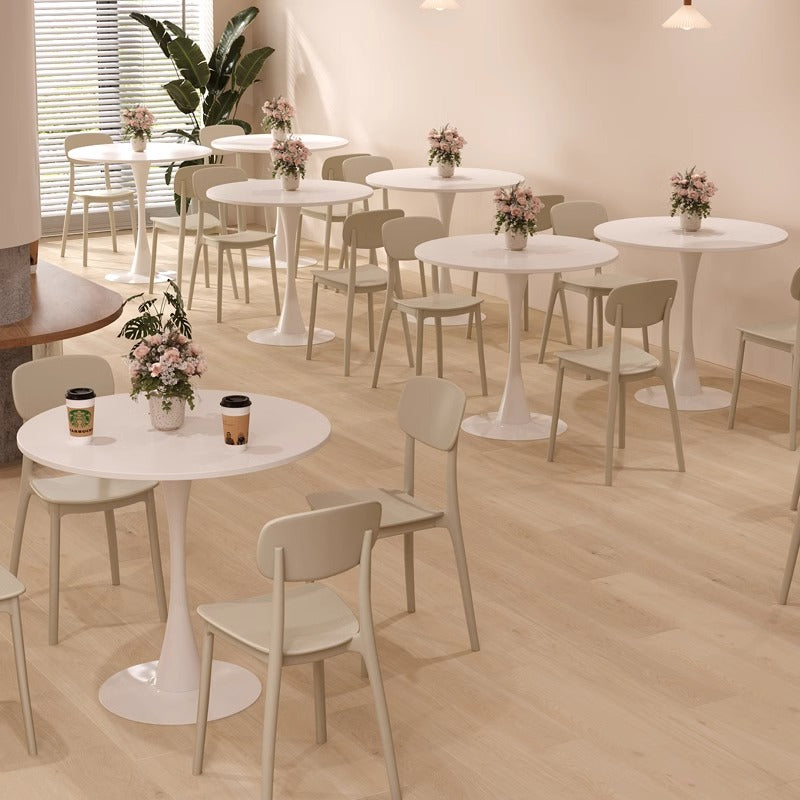 Sleek Modern Minimalist Round MDF Top Iron Dining Table for Dining Room