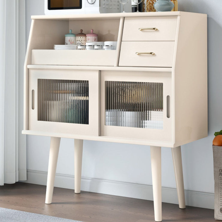 Traditional Japanese Rectangular Solid Wood Sideboard with 2 Drawers for Dining Room Storage