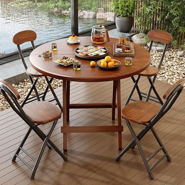 Modern Round MDF & Steel Foldable Dining Table — Space-Saving, Stylish Addition for the Dining Room