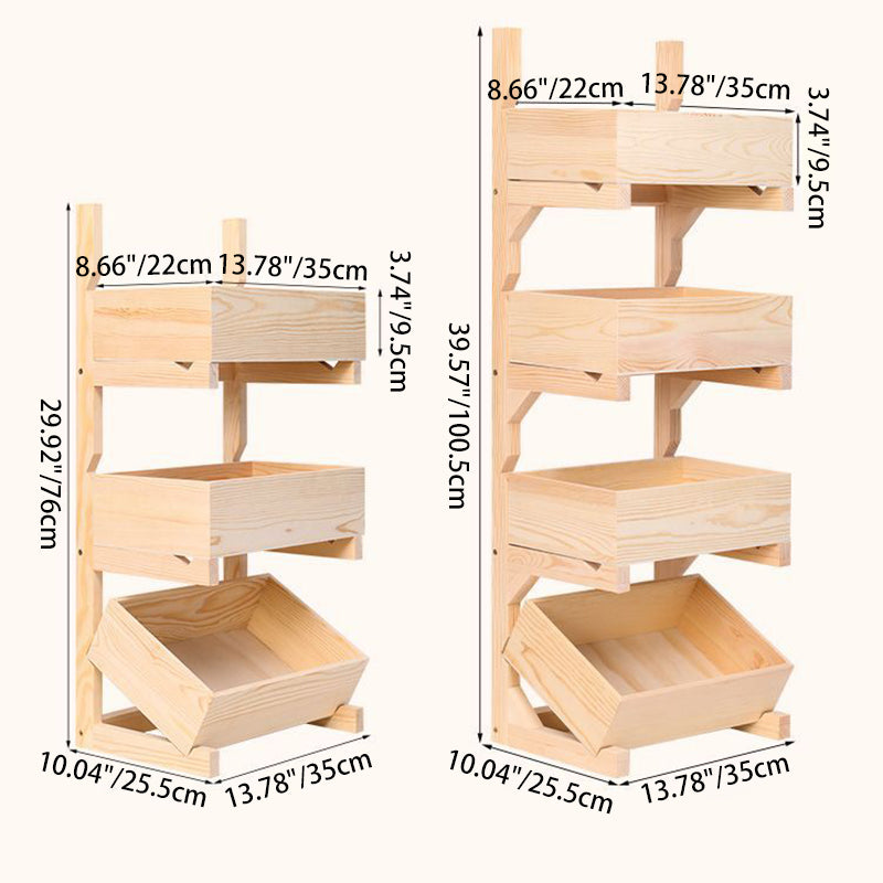 Traditional Farmhouse Wooden Floor-Standing 3-4 Tier Storage Shelves with Wheels – Snack Display Rack for Living Room
