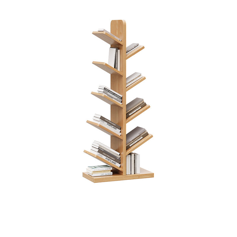 Tree-Shaped Solid Wood Bookshelves – Contemporary Retro Design, 5/8/10-Tier Floor-Standing Shelves for Home Office