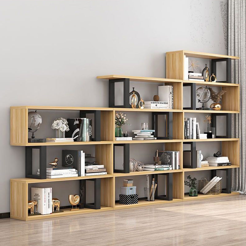 Sleek Contemporary Scandinavian Geometric Vertical Bookshelves in MDF & Steel, 3/4/5/6-Tier Open-Back Standing Shelves for Home Office