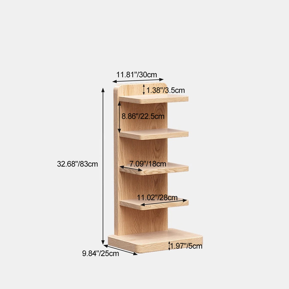 Traditional Japanese Rubberwood Corner Bookshelves — 5- or 9-Tier Standing Shelves for Study