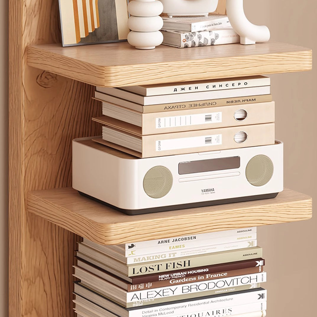 Traditional Japanese Rubberwood Corner Bookshelves — 5- or 9-Tier Standing Shelves for Study