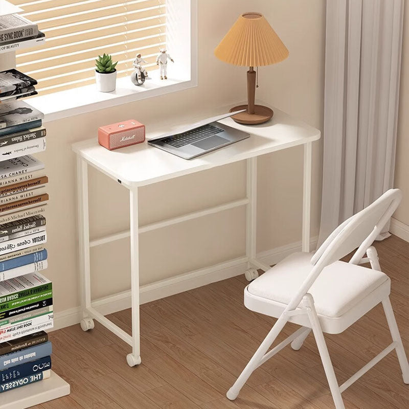 Sleek Modern Minimalist Foldable Rectangular Wood Desk for Home Office - Movable and Space-Saving