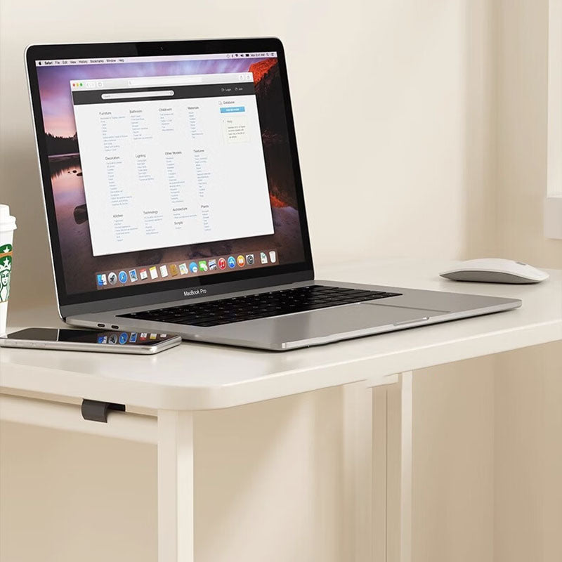 Sleek Modern Minimalist Foldable Rectangular Wood Desk for Home Office - Movable and Space-Saving