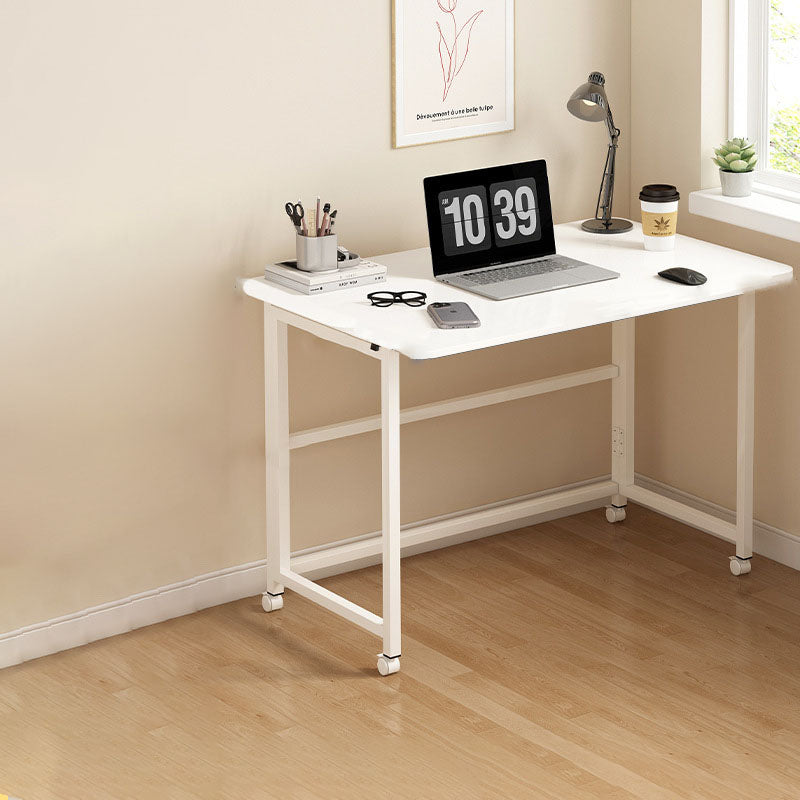 Sleek Modern Minimalist Foldable Rectangular Wood Desk for Home Office - Movable and Space-Saving