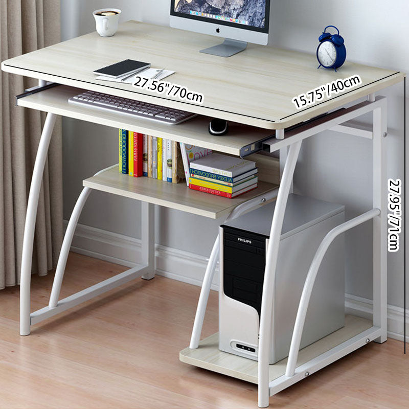 Sleek Modern Minimalist Rectangular Iron Desk with 3-Tier Density Board for Home Office