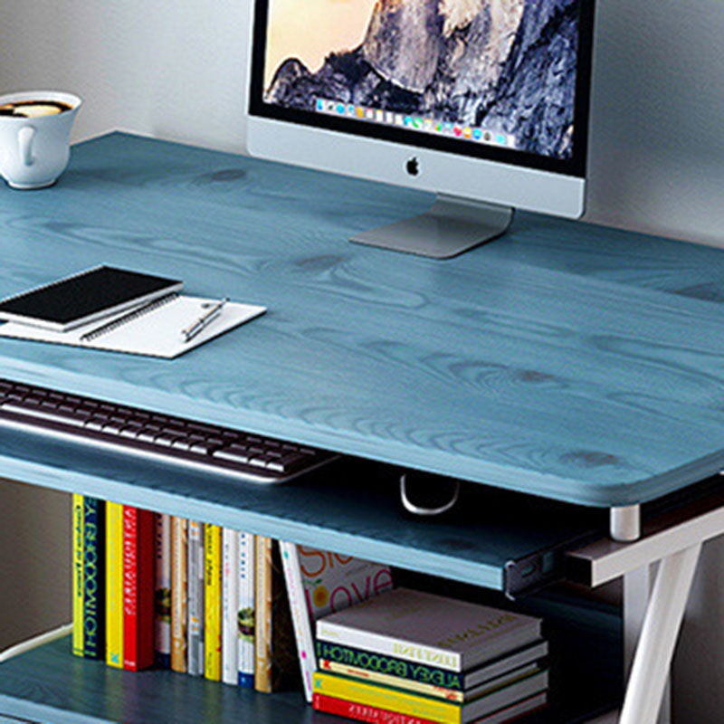 Sleek Modern Minimalist Rectangular Iron Desk with 3-Tier Density Board for Home Office
