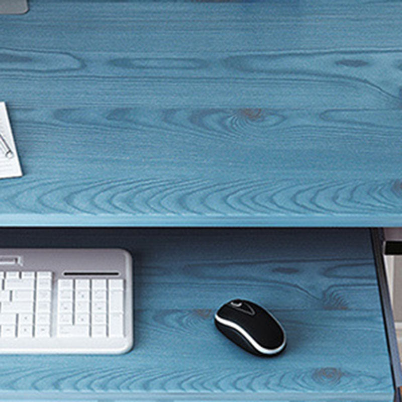 Sleek Modern Minimalist Rectangular Iron Desk with 3-Tier Density Board for Home Office