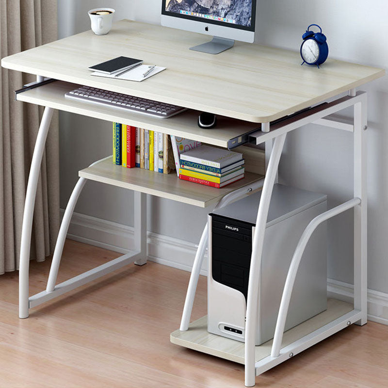 Sleek Modern Minimalist Rectangular Iron Desk with 3-Tier Density Board for Home Office