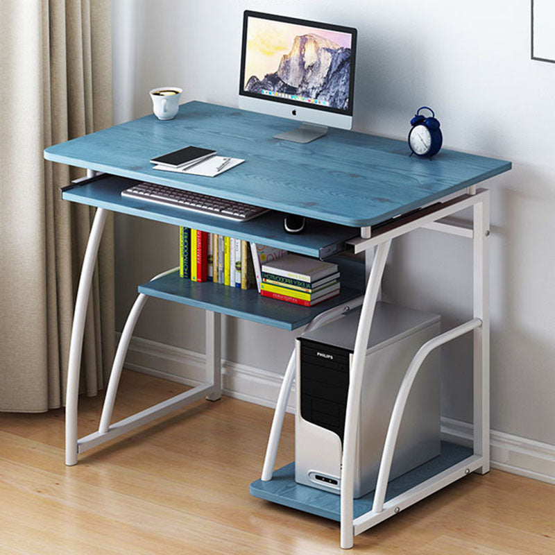 Sleek Modern Minimalist Rectangular Iron Desk with 3-Tier Density Board for Home Office