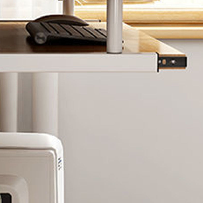 Sleek Modern Minimalist Rectangular Iron Desk with 3-Tier Density Board for Home Office