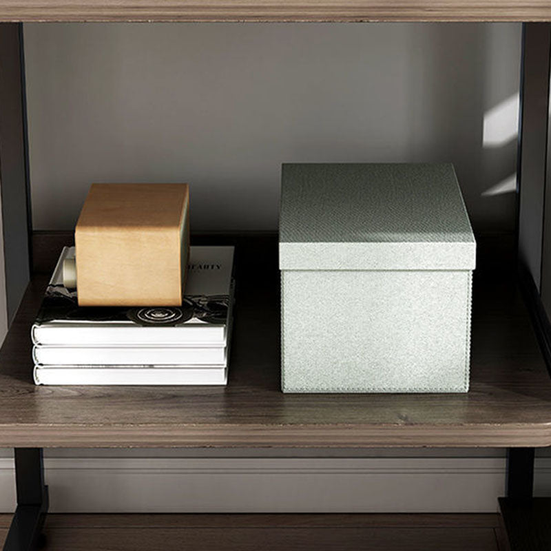 Sleek Modern Minimalist Rectangular Iron Desk with 3-Tier Density Board for Home Office