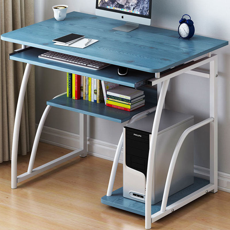Sleek Modern Minimalist Rectangular Iron Desk with 3-Tier Density Board for Home Office