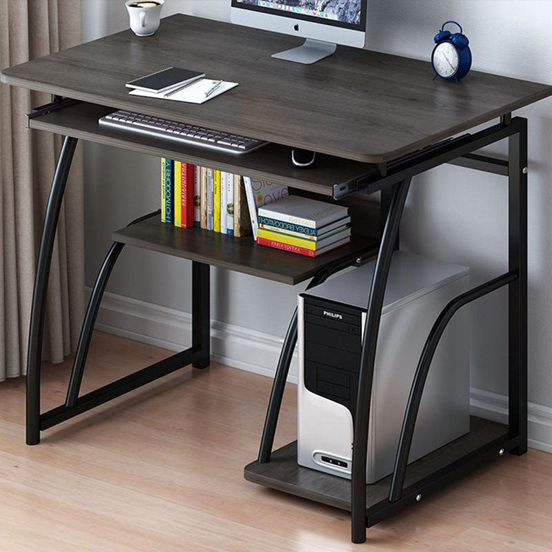 Sleek Modern Minimalist Rectangular Iron Desk with 3-Tier Density Board for Home Office