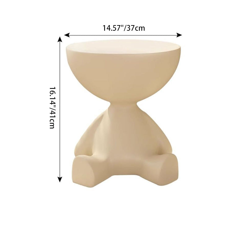 Contemporary Bear-Shaped Round Plastic Side Table for Living Room